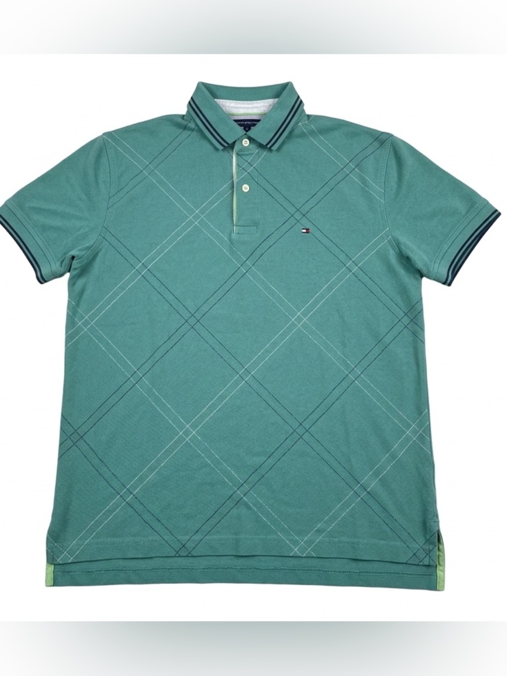 Tommy Hilfiger Teal Polo Shirt 90s y2k classic men’s size large